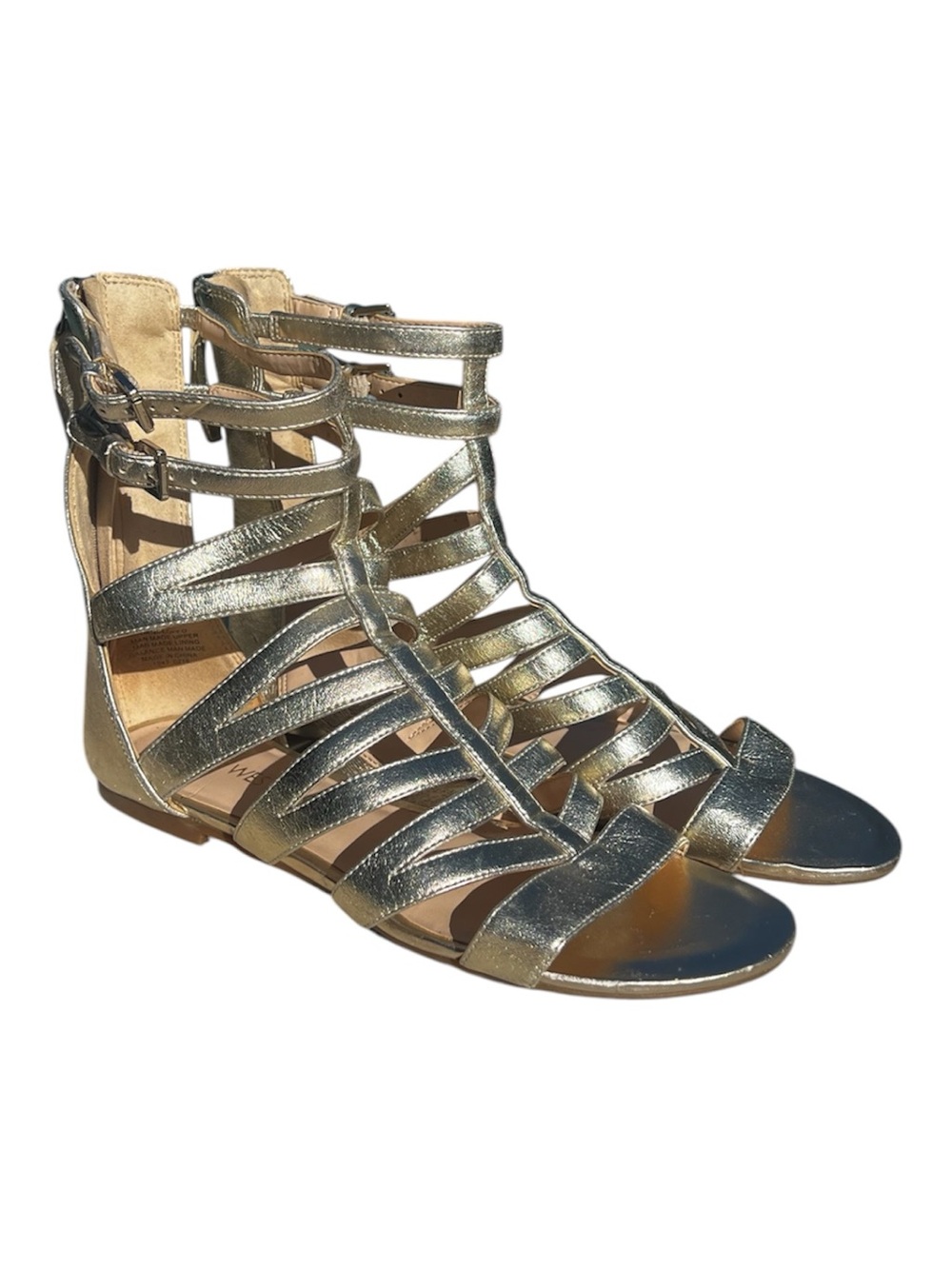 Nine West Metallic Gold Strappy Gladiator Sandals